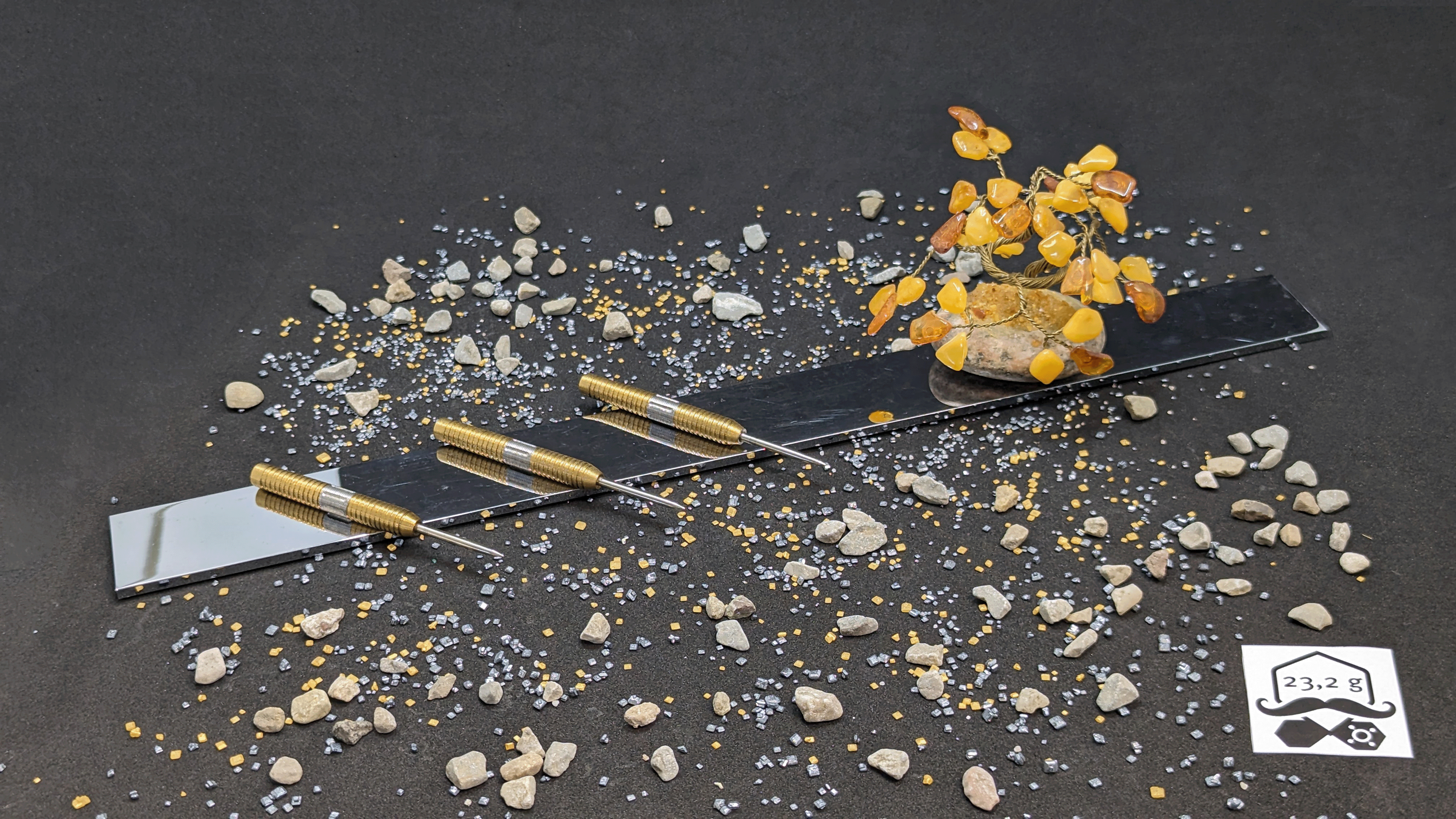 Aurum Amicus - 3er Set handmade Barrels Bicolor mit Titannitrid vergoldet - 23,2g